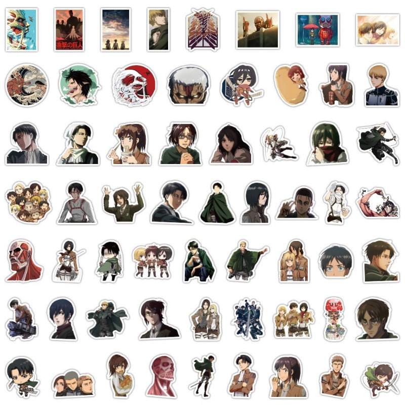 Laptop Accessories - 60 szt. Naklejek Anime Atak Tytanów,